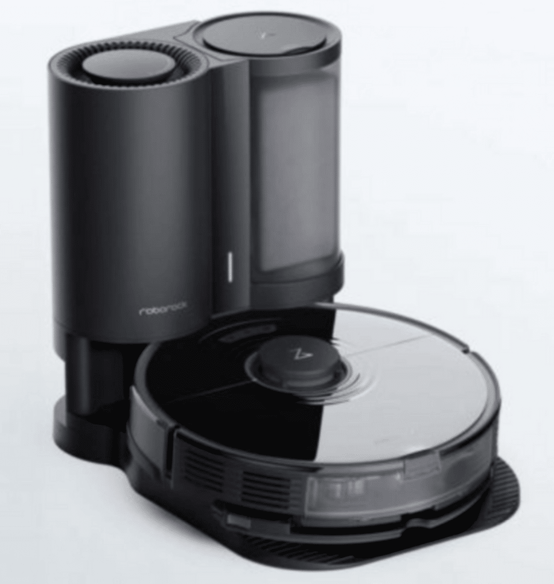 Roborock S7 стоит на станции самоочистки.